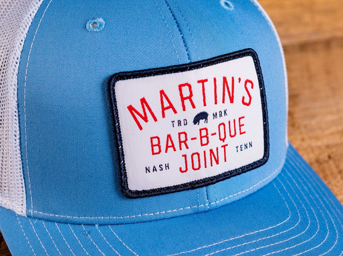 Martin's BBQ Patch Logo Hat - Columbia Blue