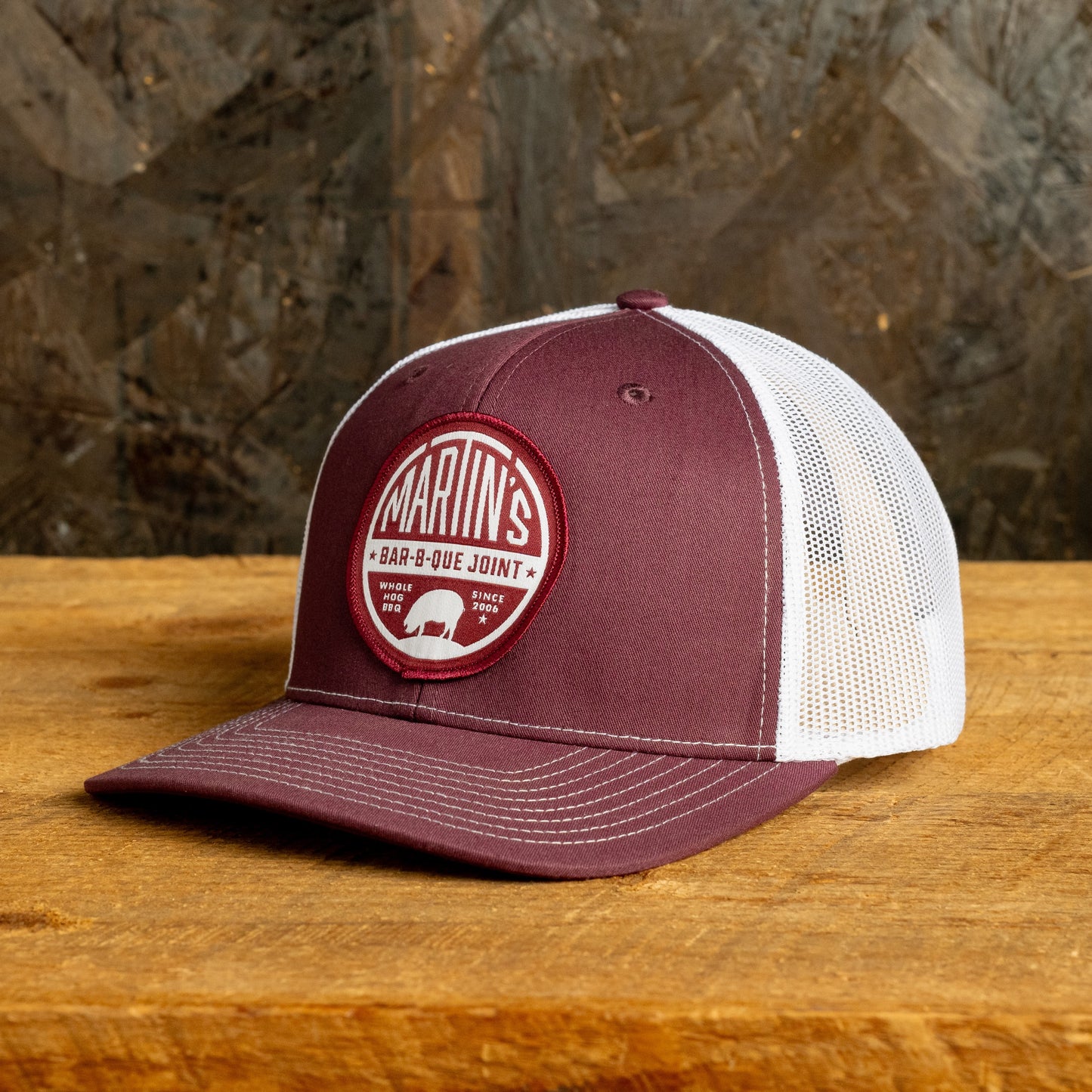 Round Patch Hat - Maroon